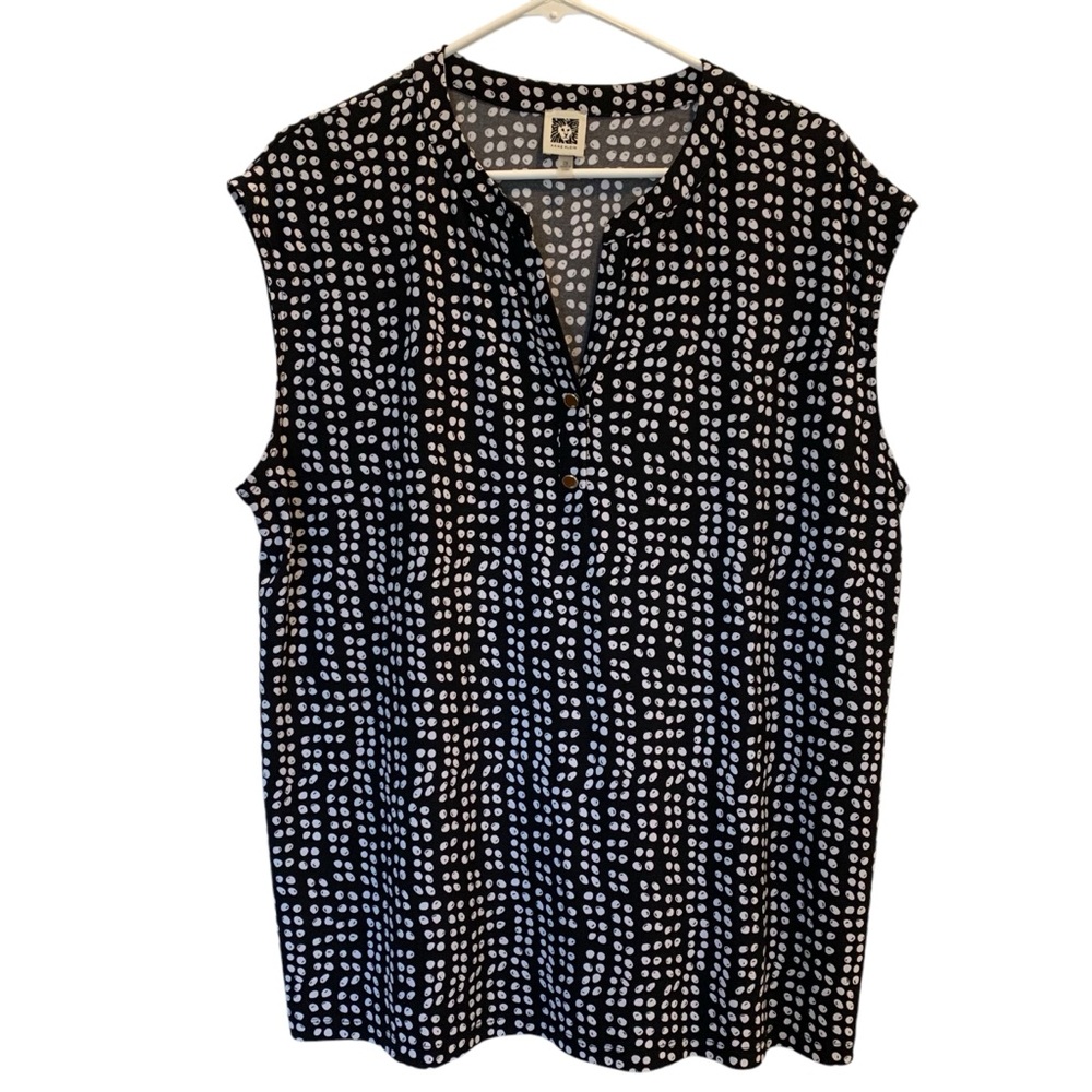 Anne Klein Plus Size Blouse Black and White Sleeveless Women's Size 2X